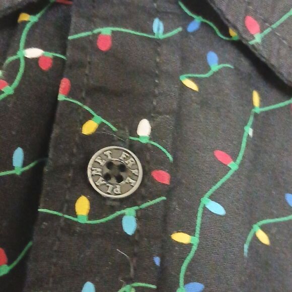 🩷FREE PLANET BOYS Size 5 Holiday Dress Button Up Shirt Black/Multi - Picture 6 of 10
